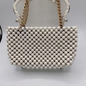 Vintage Jana Beaded Purse White Handbag Boho Retro